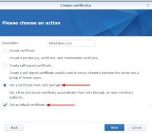 install certificate on synology lets encrypt